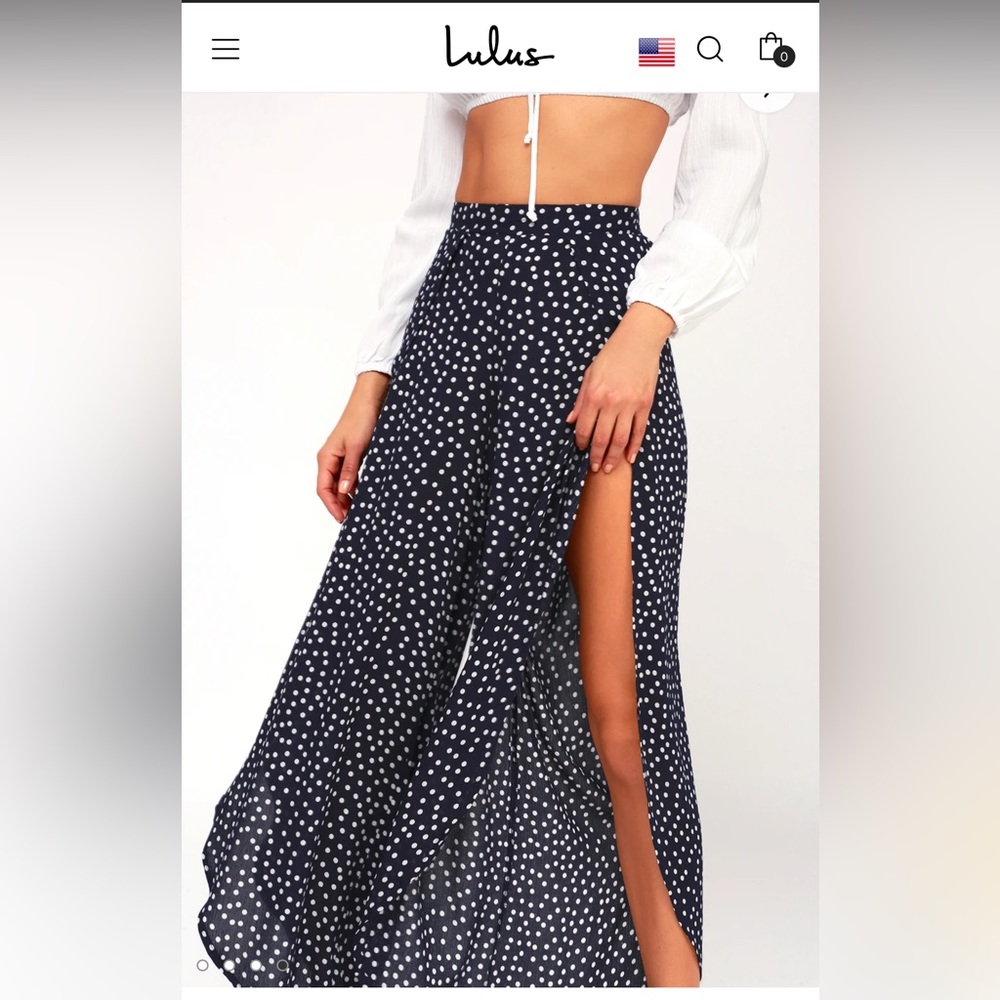 NWT Lulu’s Digby Navy Blue Polka Dot Flyaway Pants RD Style Small